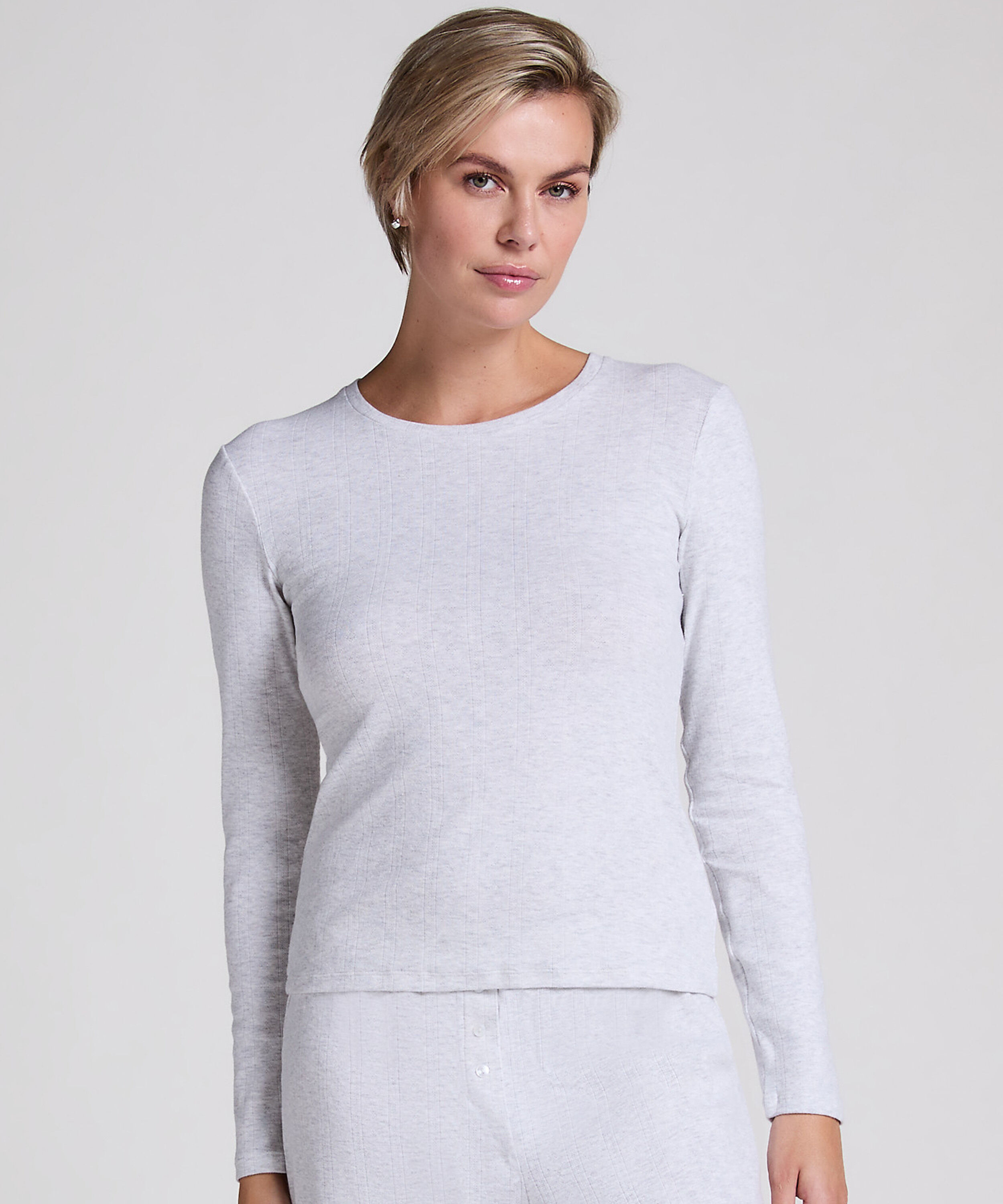 Haut de pyjama Pointelle, Gris Haut de pyjama Pointelle, Gris