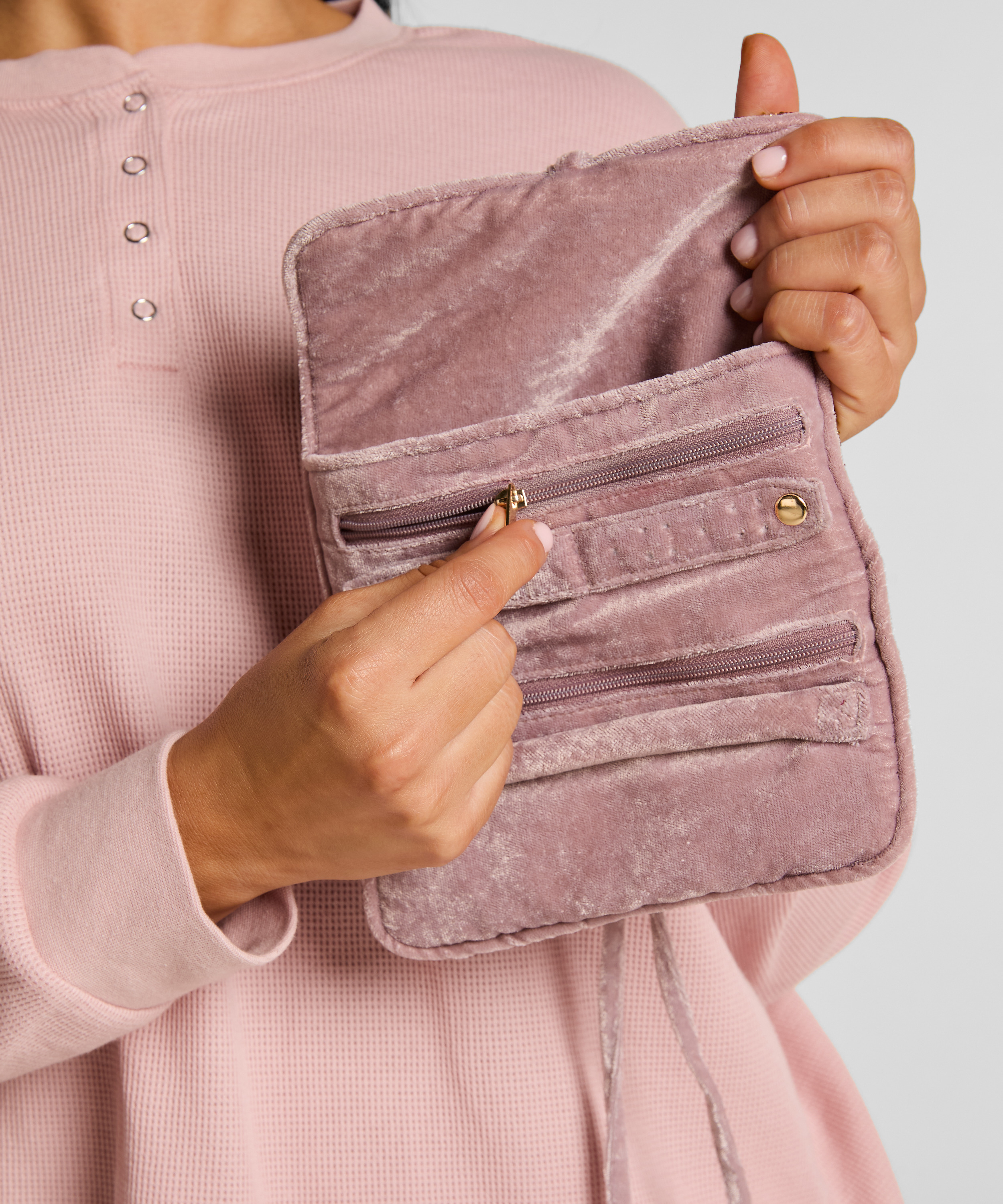 Pochette perlée pour bijoux, Rose, main