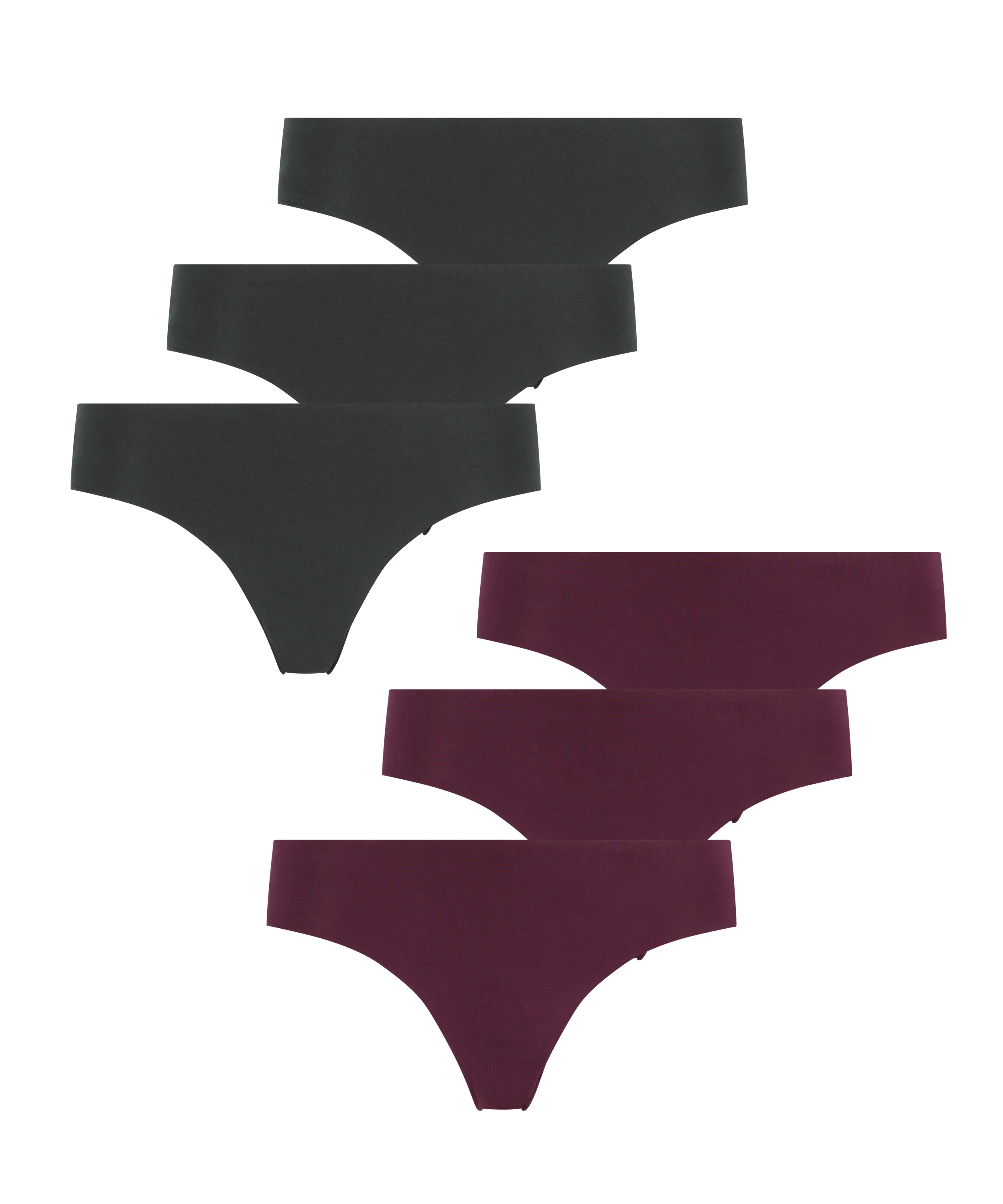 Lot de 6 slips brésiliens invisibles en coton, Bleu, main