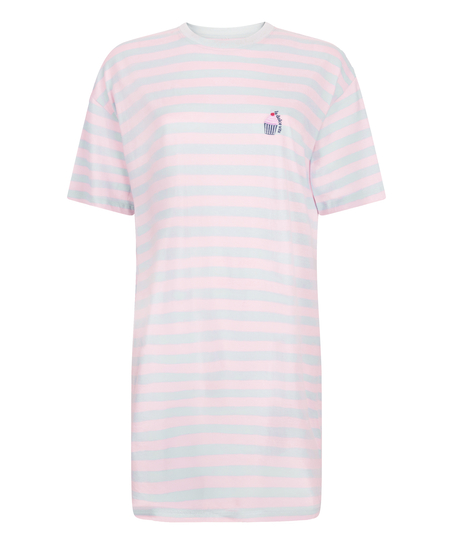 Chemise de nuit à col rond, Bleu