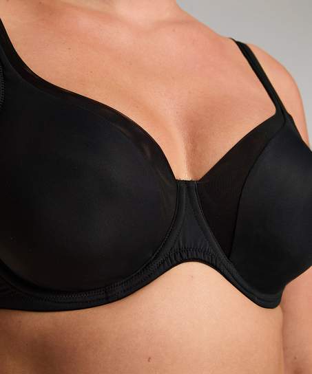 Soutien-gorge à armatures non-préformé en maille, Noir