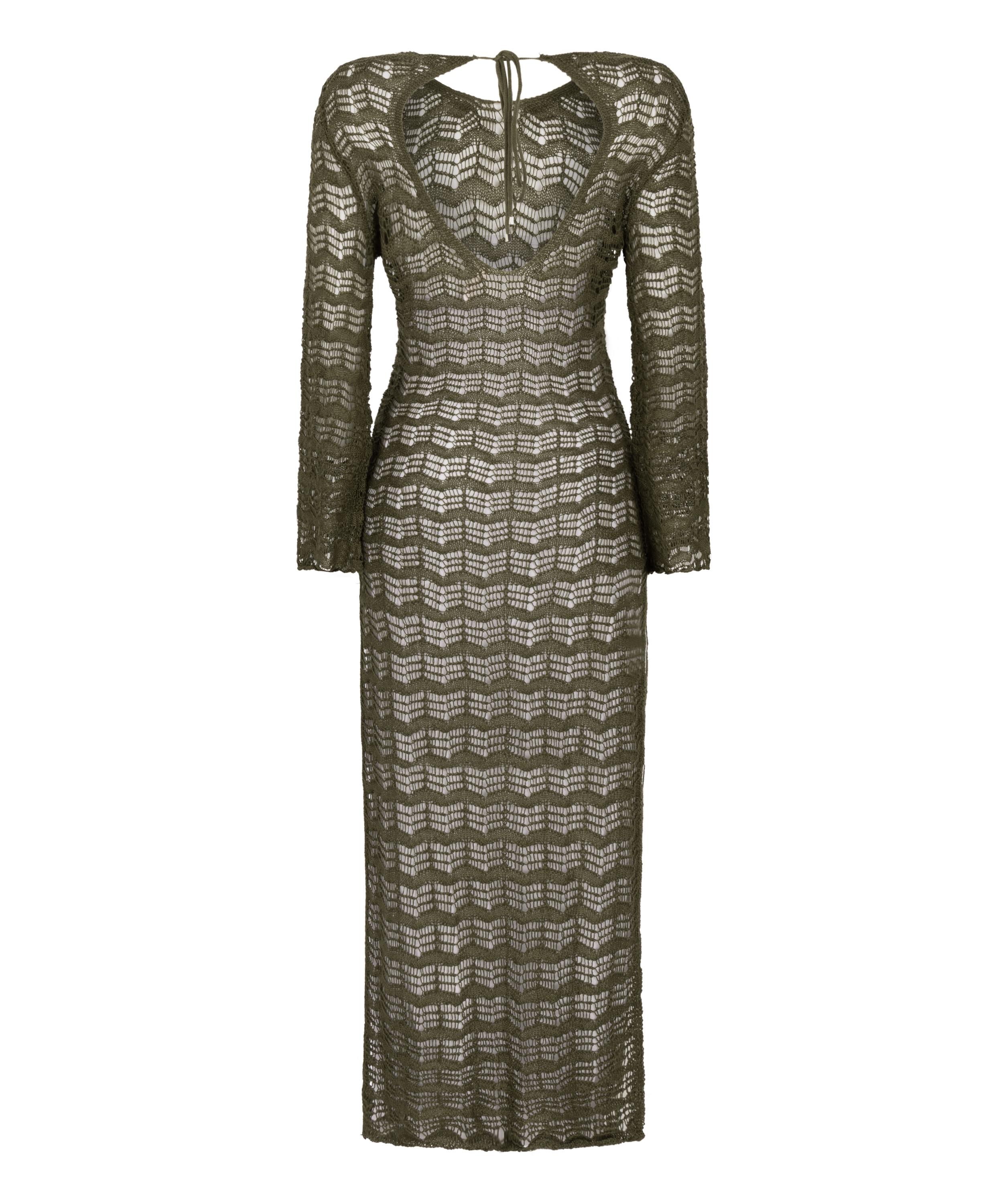 Robe maxi en crochet, Vert, main