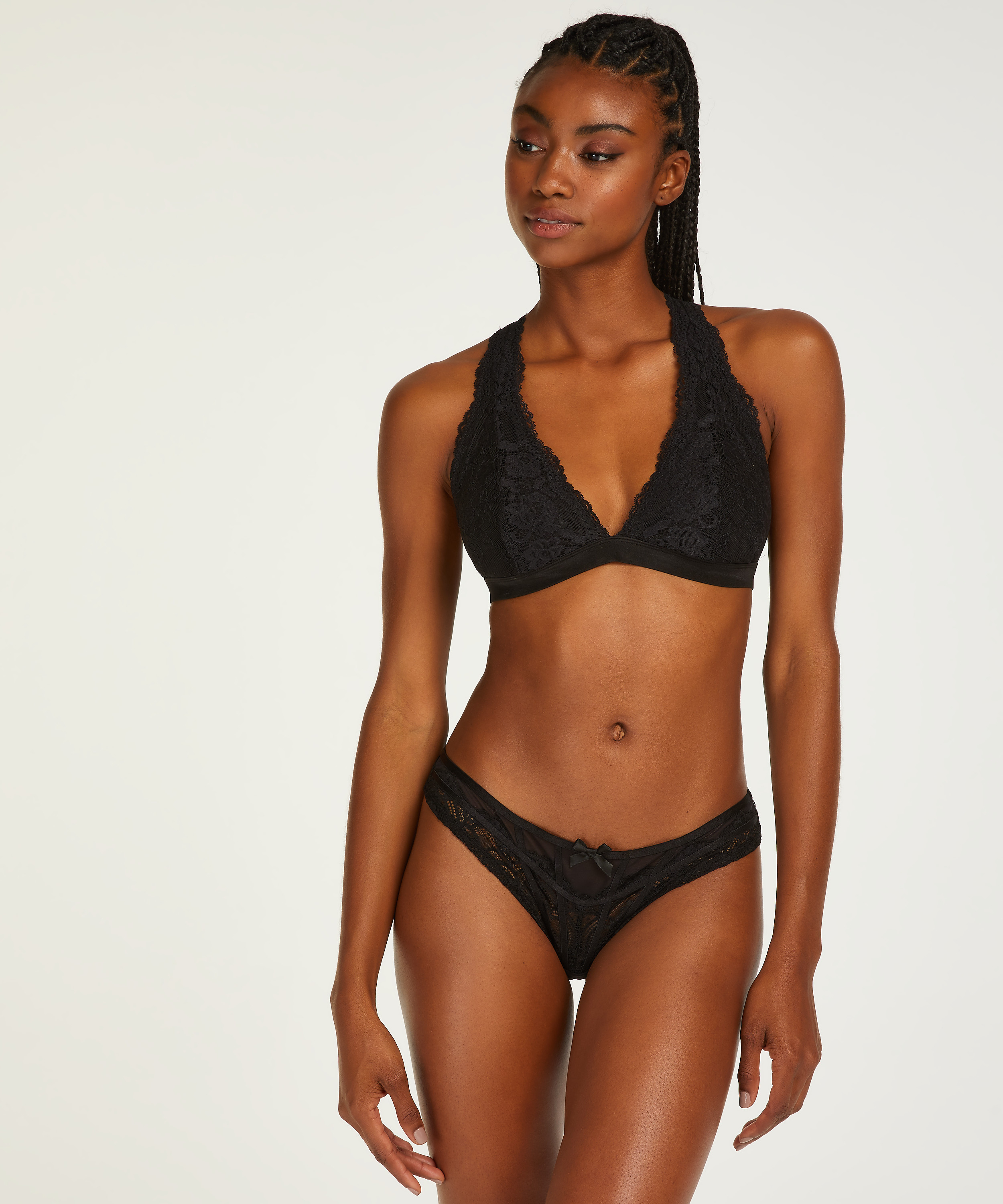 Slip br&eacute;silien &eacute;chancr&eacute; Arla, Noir, main