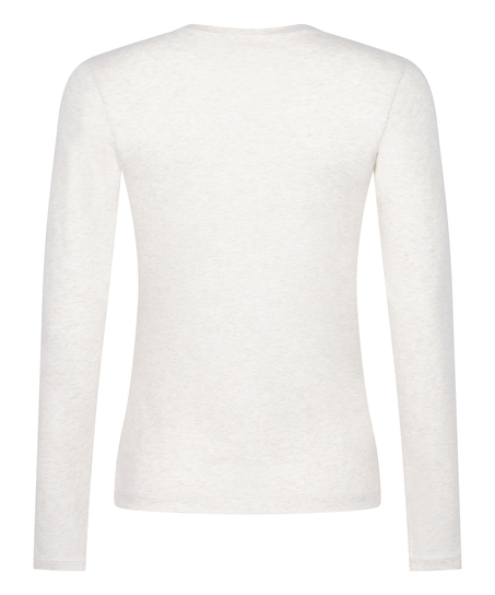 Haut à manches longues en coton doux, Beige