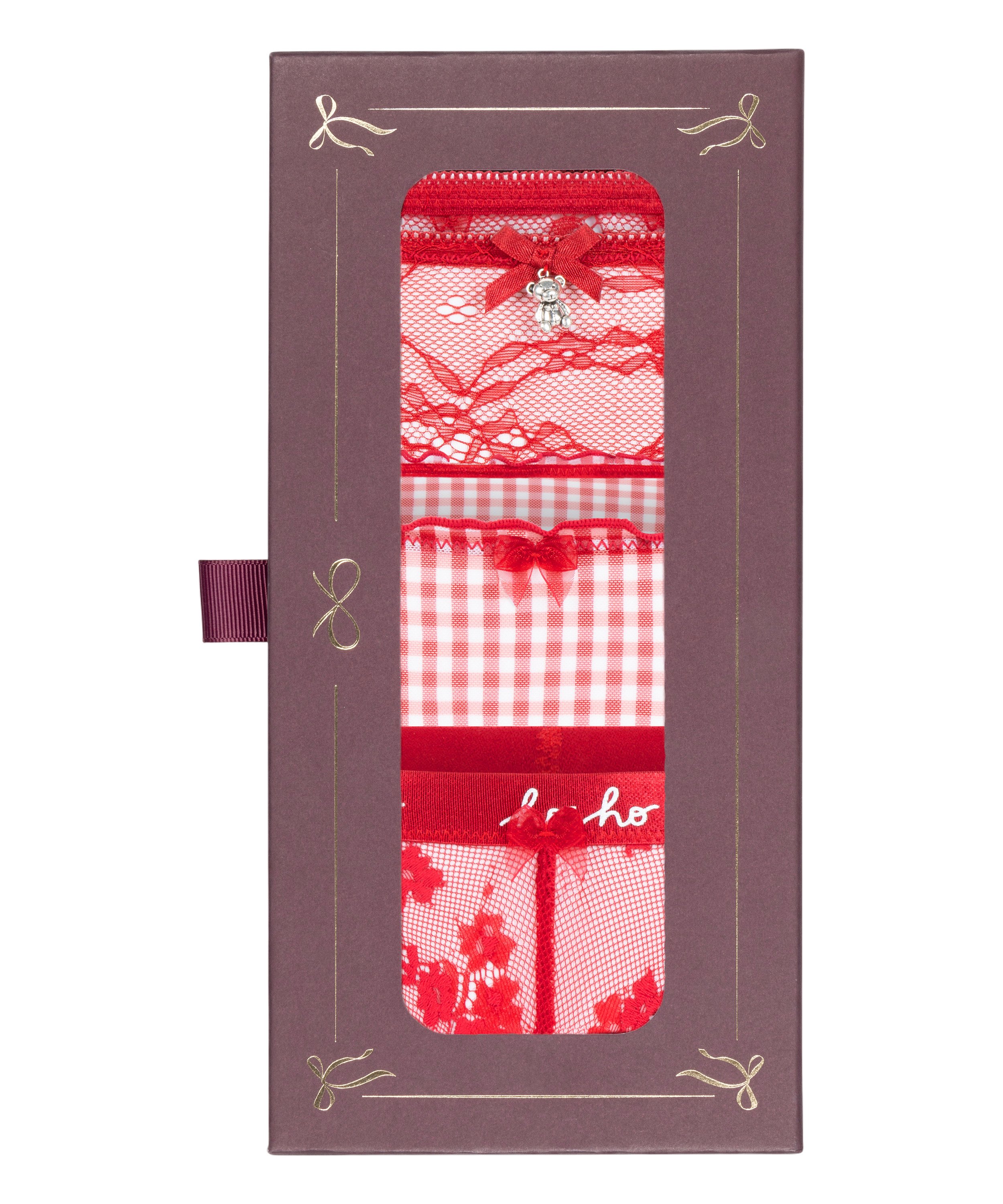 Ensemble cadeau de strings de Noël, Rouge, main