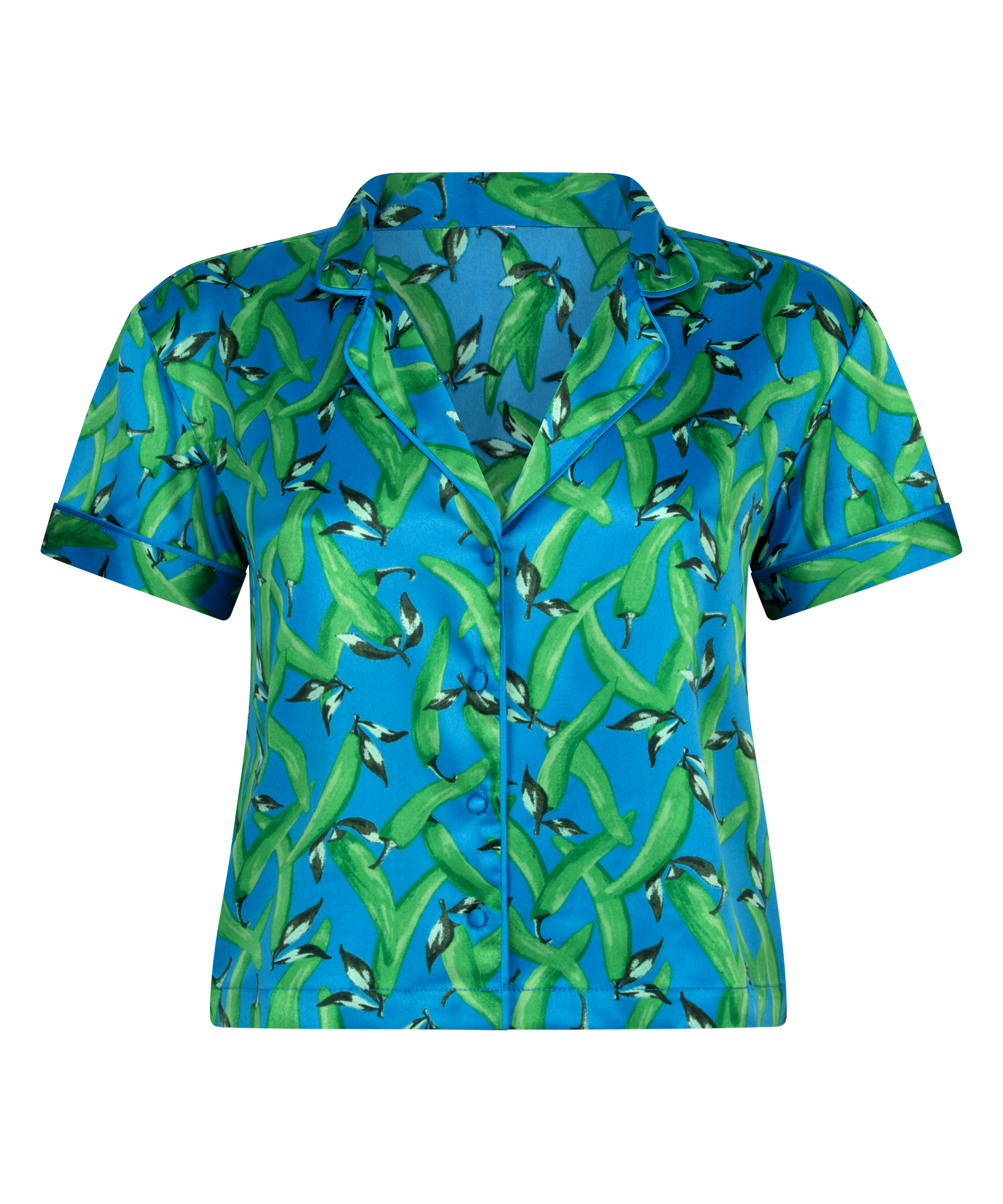 Veste à manches courtes en satin, Bleu, main