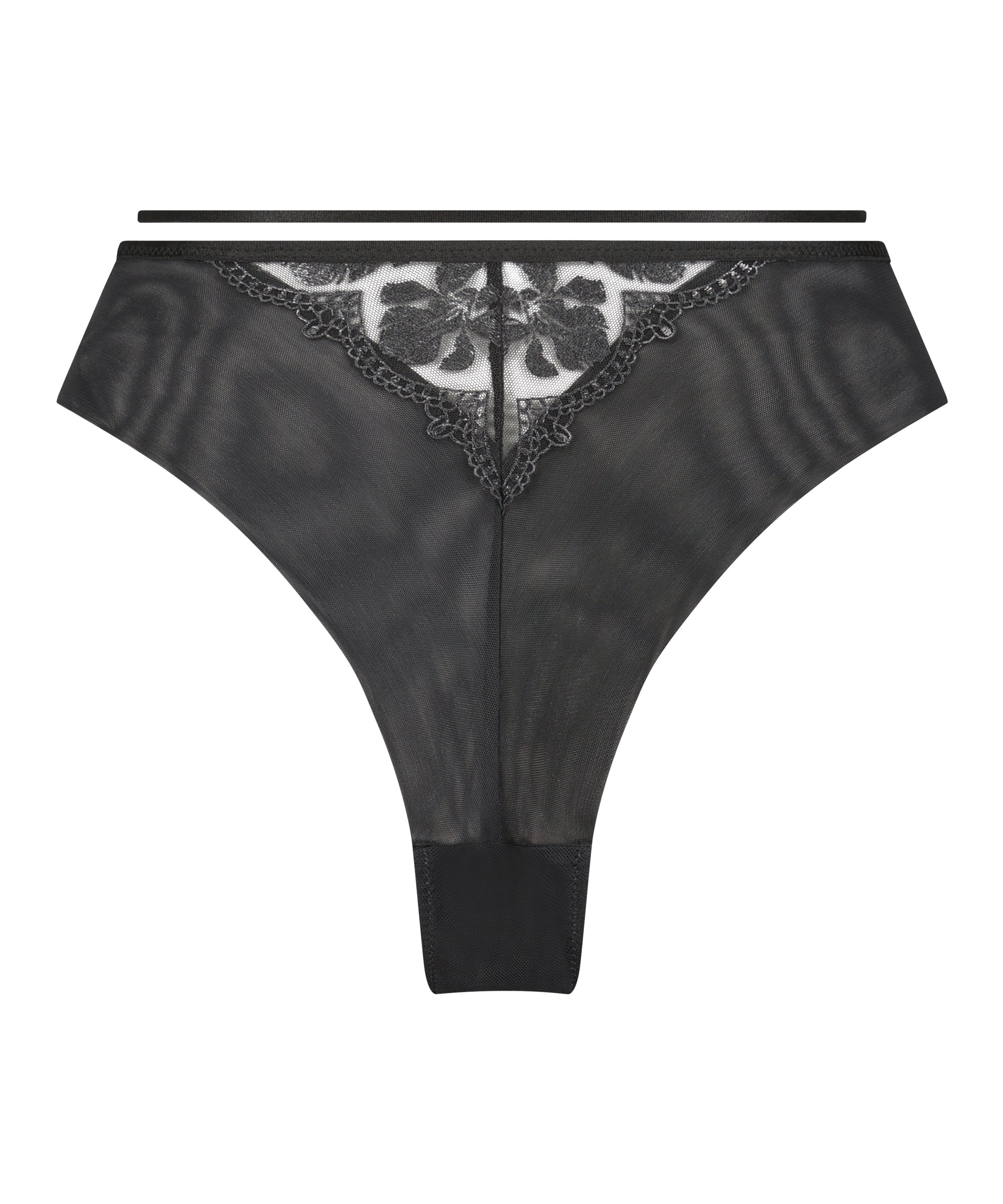 Slip brésilien taille haute Mila, Noir, main