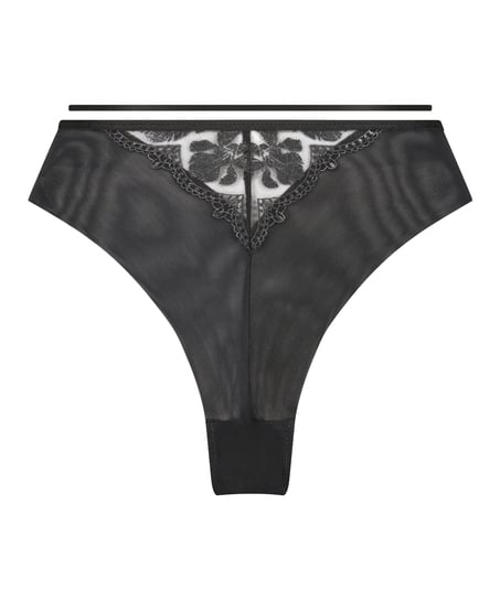 Slip brésilien taille haute Mila, Noir