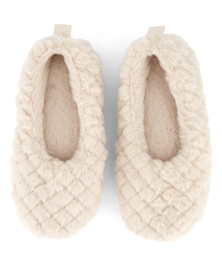 Pantoufles ballerines moelleuses, Beige
