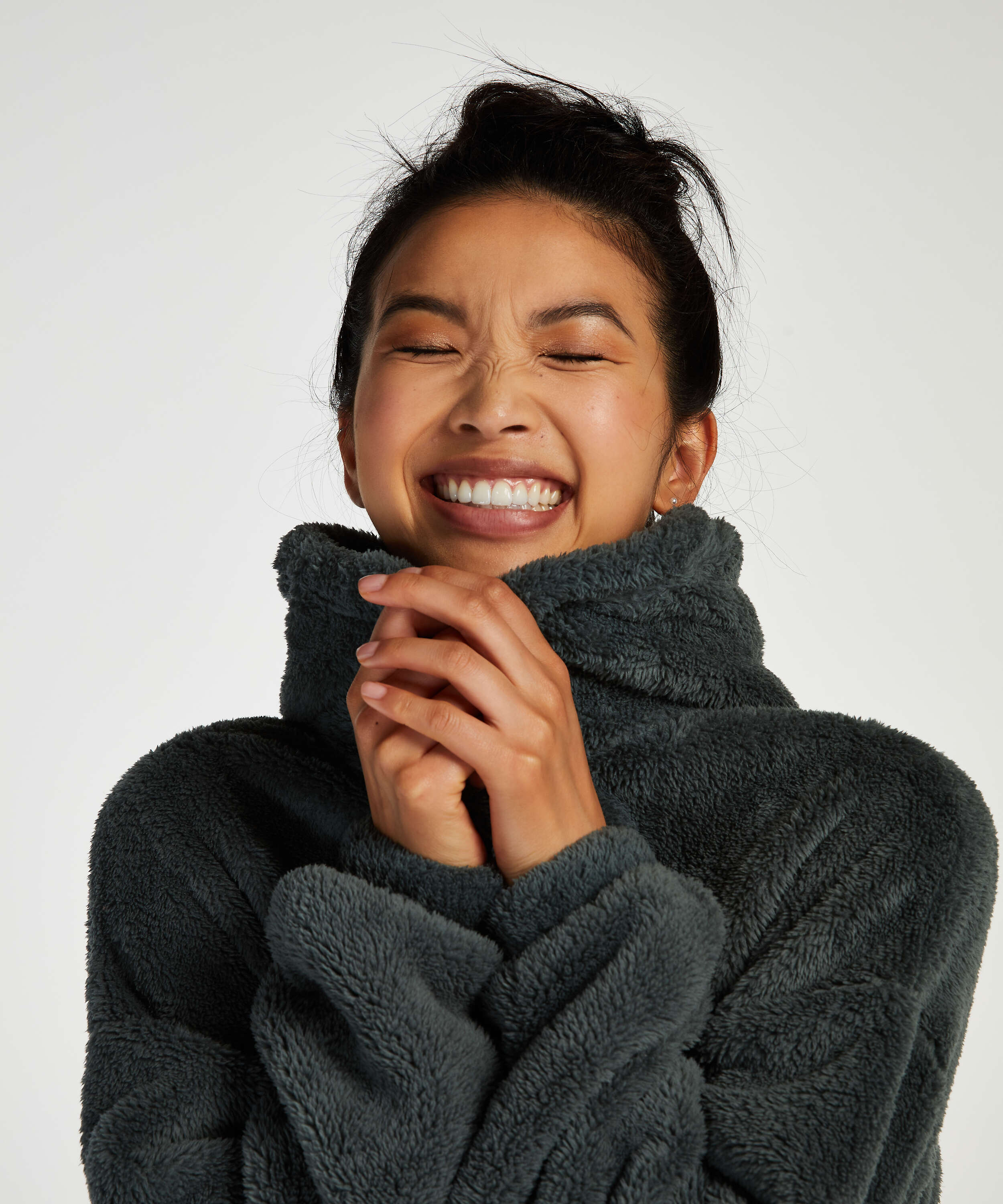 Robe snuggle polaire femme , Vert, main