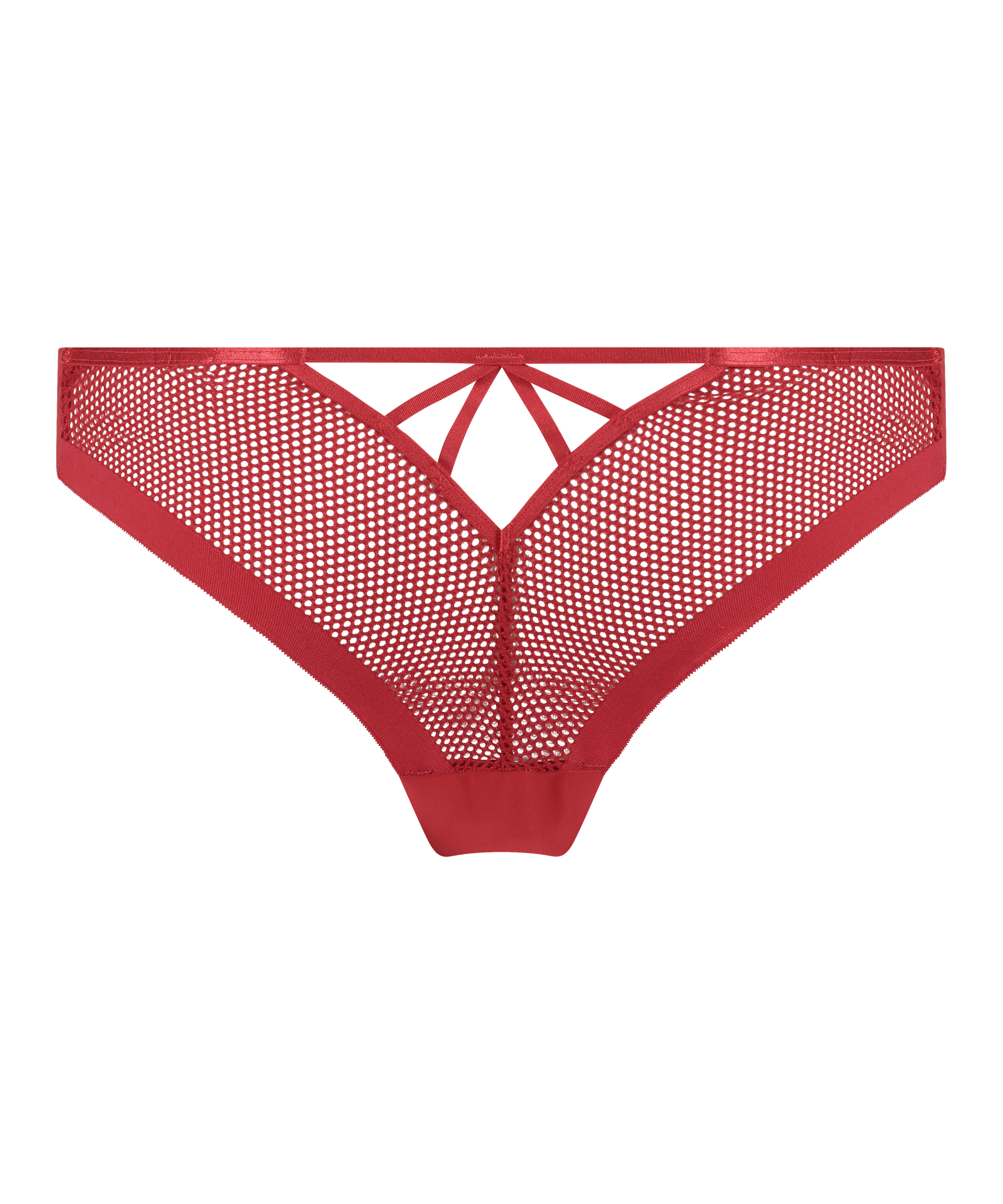 Slip brésilien invisible Fishnet, Rouge, main