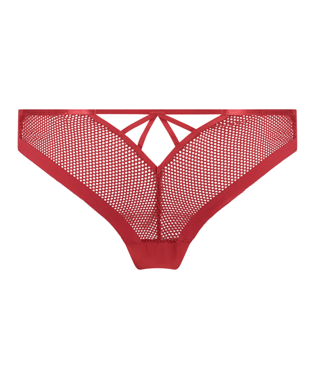 Slip brésilien invisible Fishnet, Rouge