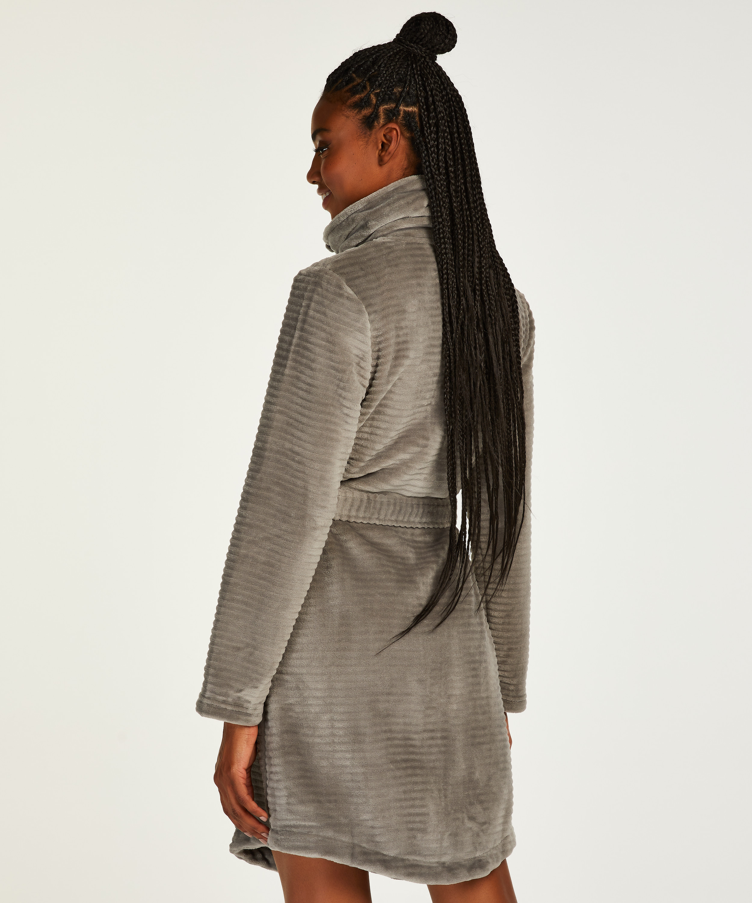 Peignoir Zip Fleece, Gris, main