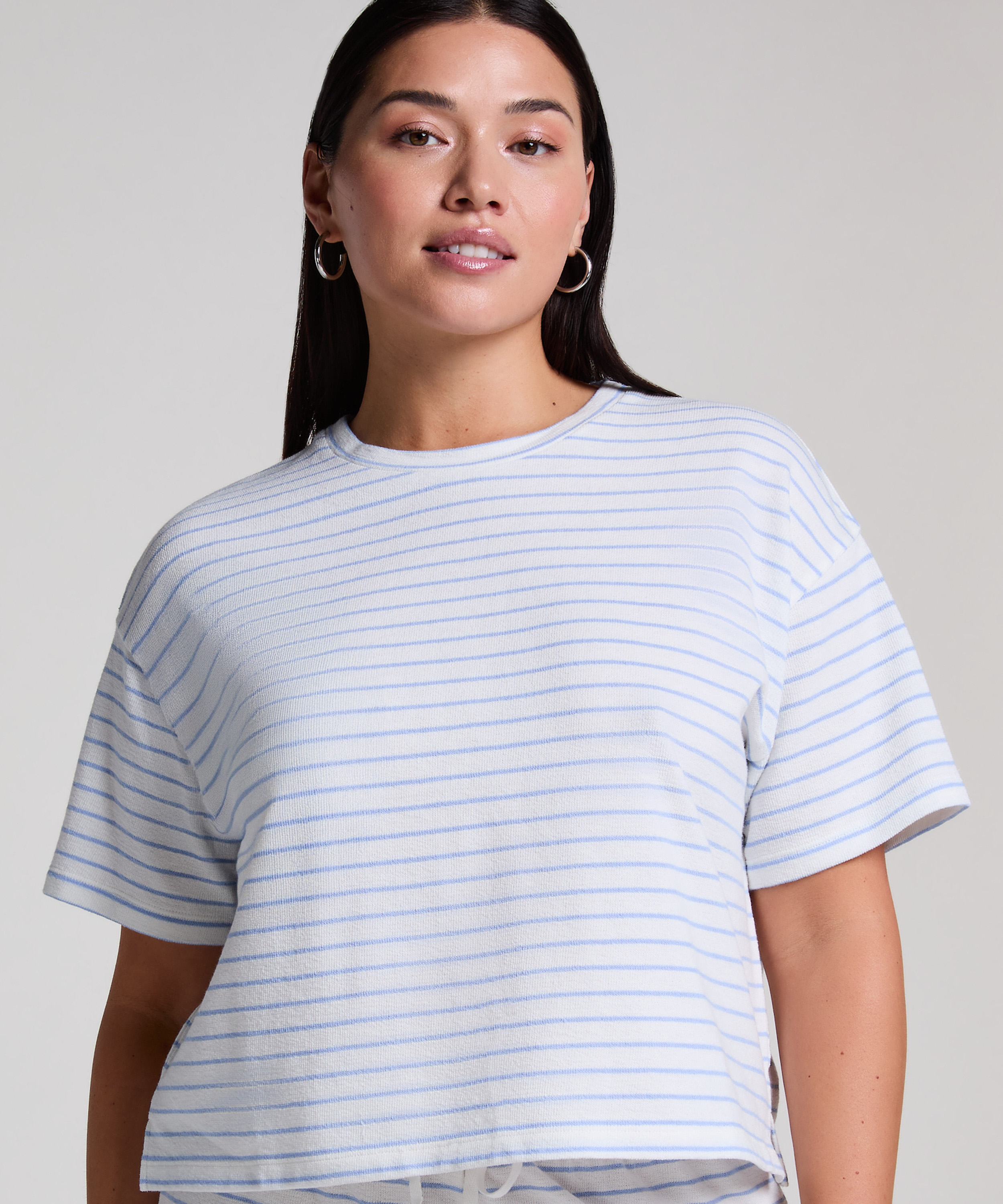 Haut de pyjama, Bleu, main