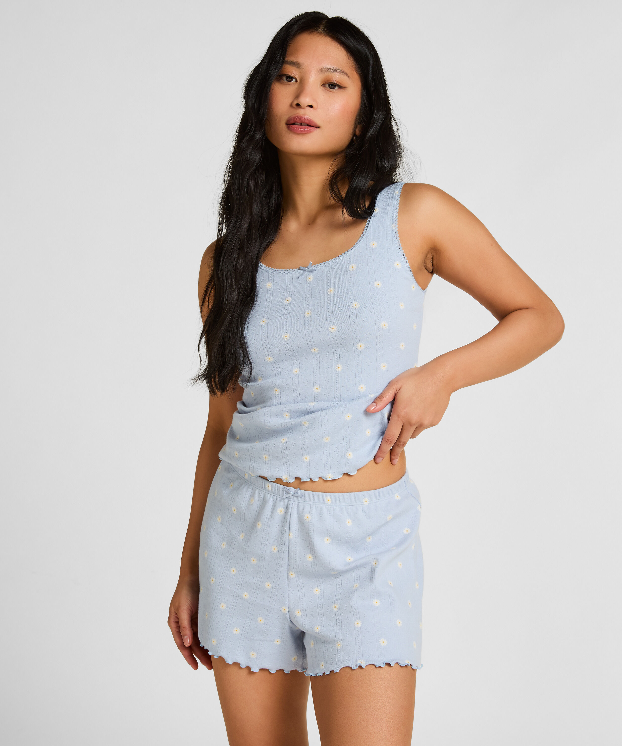 Short Pointelle, Bleu