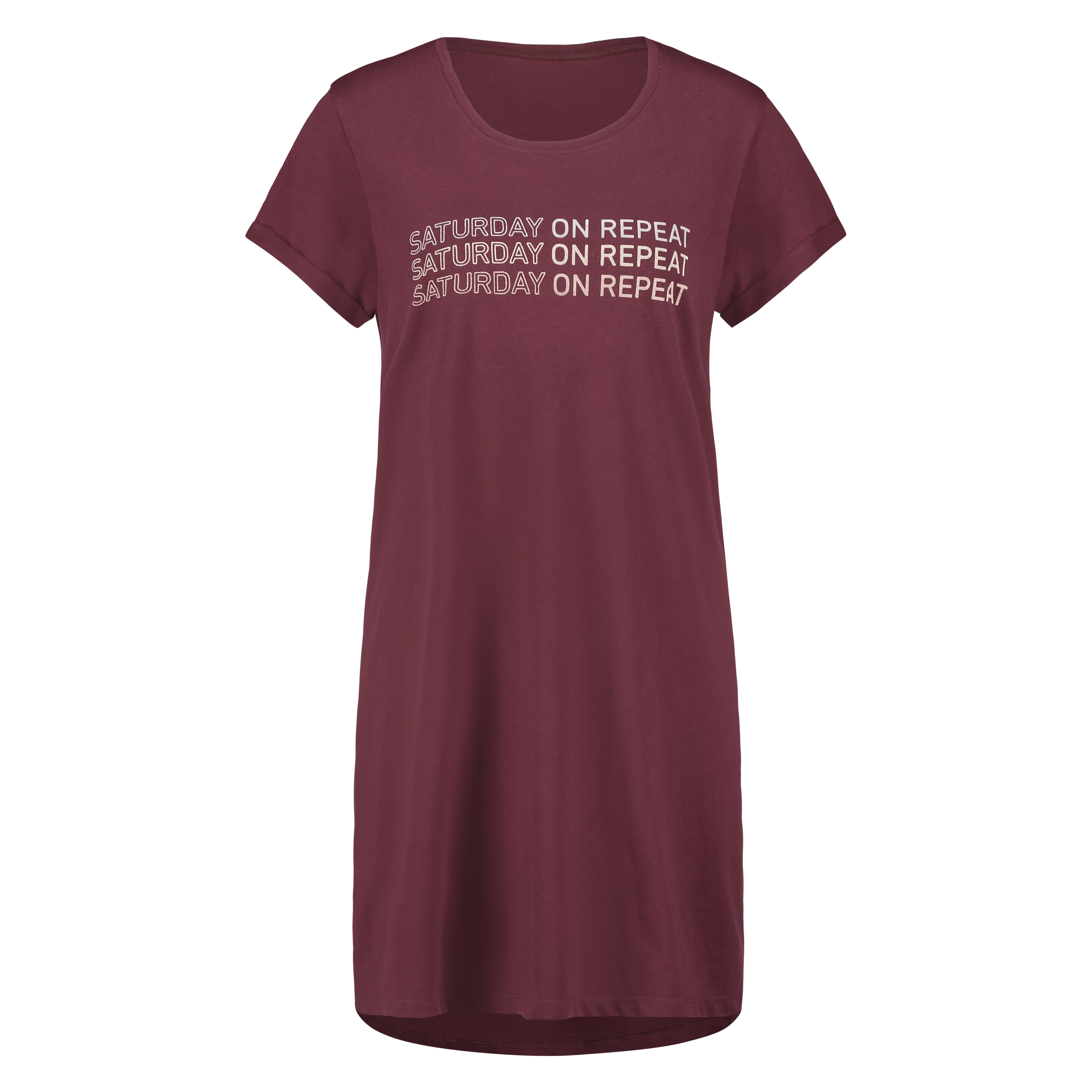 Chemise de nuit à col rond, Rouge, main