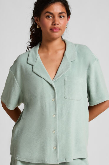 Hunkemöller Chemise boutonnée en tissu éponge Vert Hunkemöller Chemise boutonnée en tissu éponge Vert
