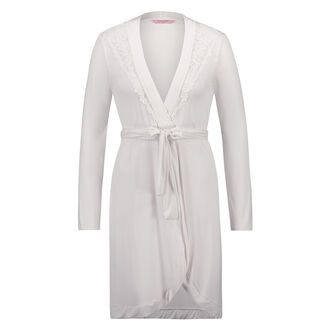 Peignoir Modal Lace, Blanc