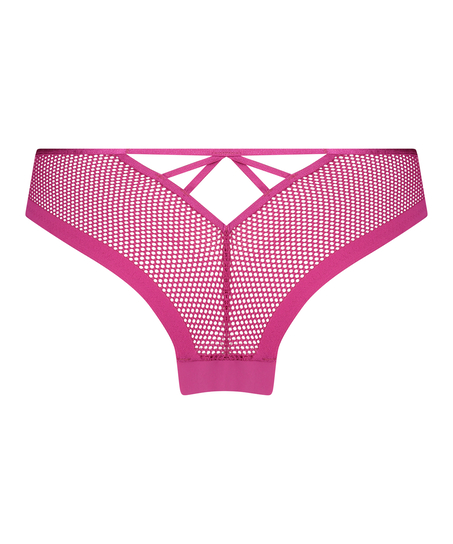 Slip brésilien invisible Fishnet, Rose