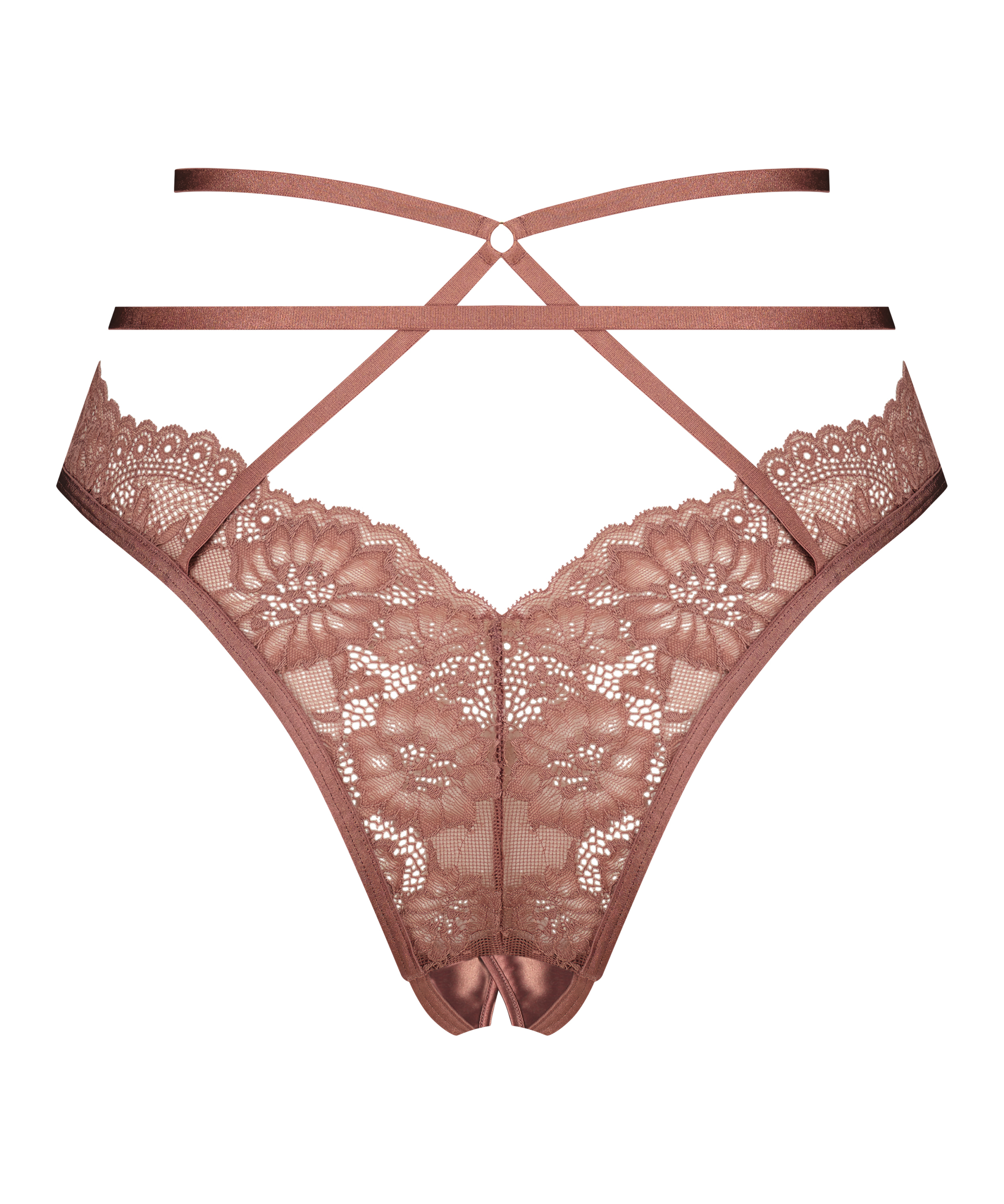 Slip brésilien à entrejambe ouvert Roxanne, Violet, main