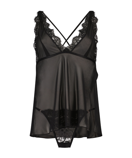 Babydoll Chiffon Lace, Noir