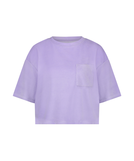 Top velours manches courtes, Violet