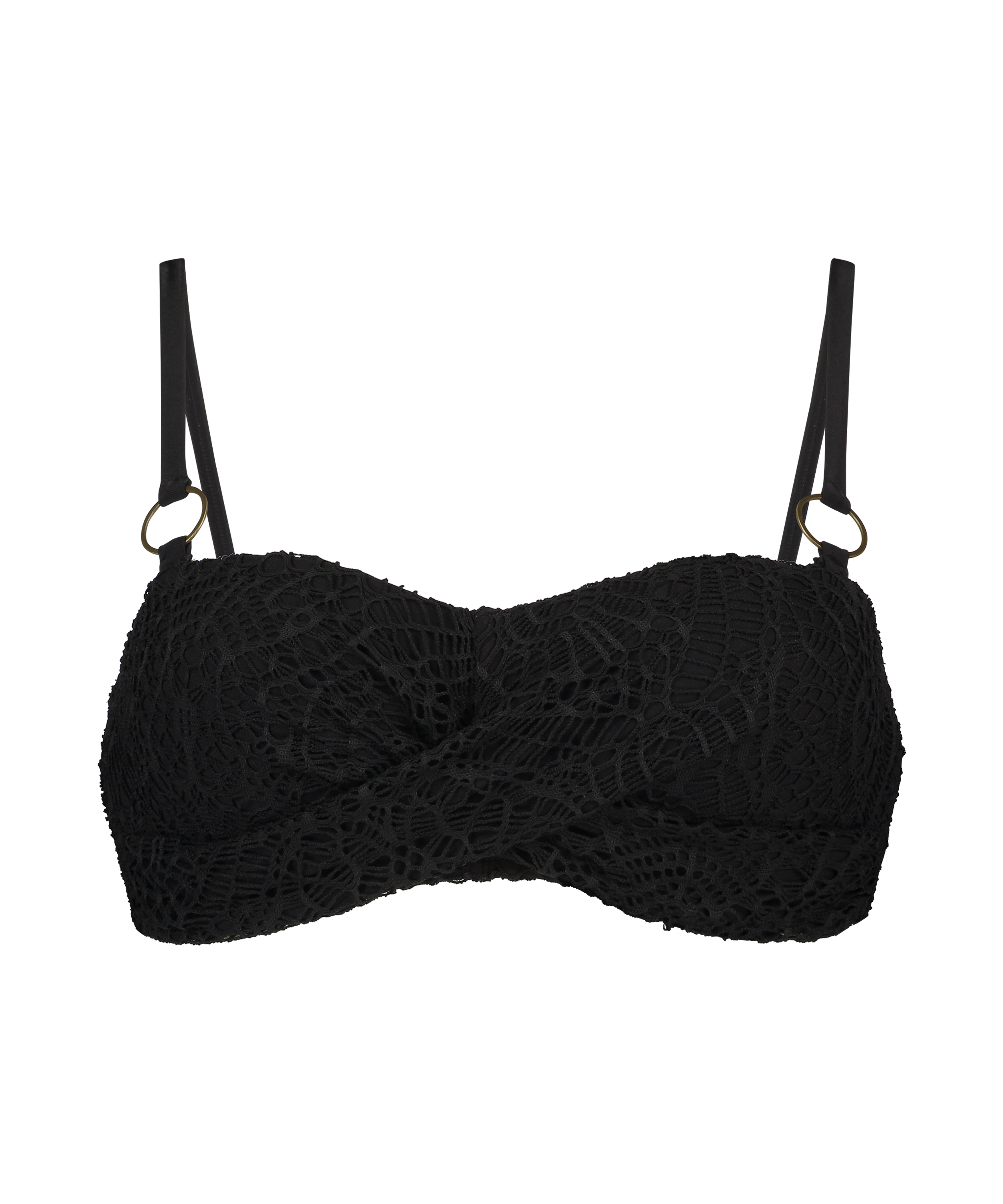 Haut de bikini bandeau pr&eacute;form&eacute; Crochet, Noir, main