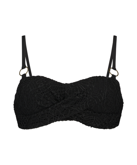 Haut de bikini bandeau pr&eacute;form&eacute; Crochet, Noir