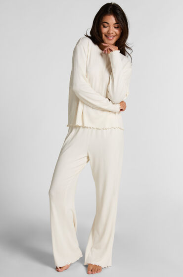 Hunkemöller Pyjama Pant Loose Pointelle Blanc