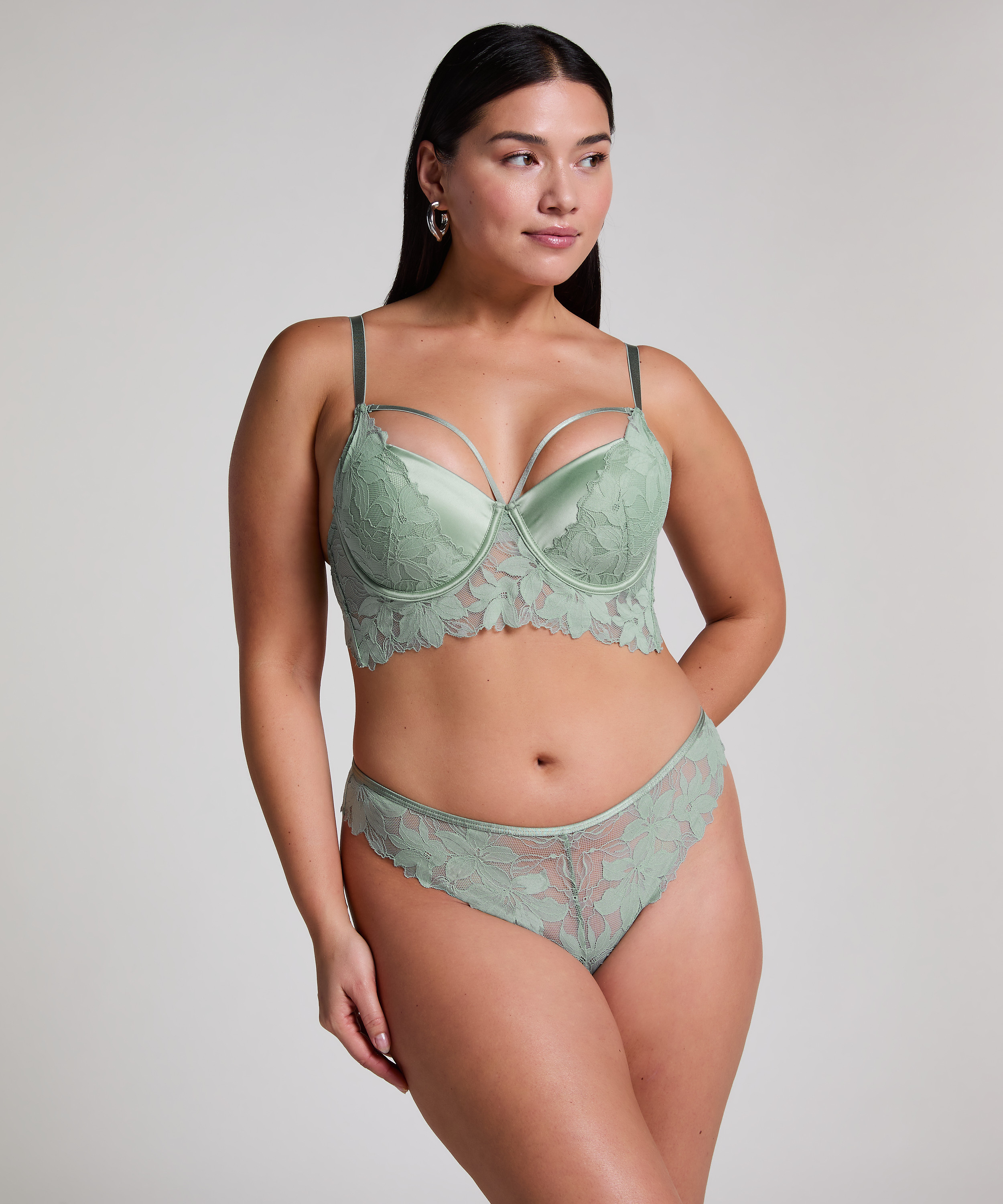 Soutien-gorge à armatures préformé longline Ingrid, Vert, main