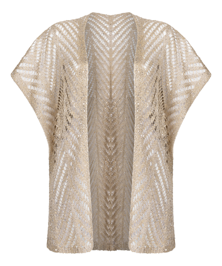 Caftan de plage à sequins, Beige