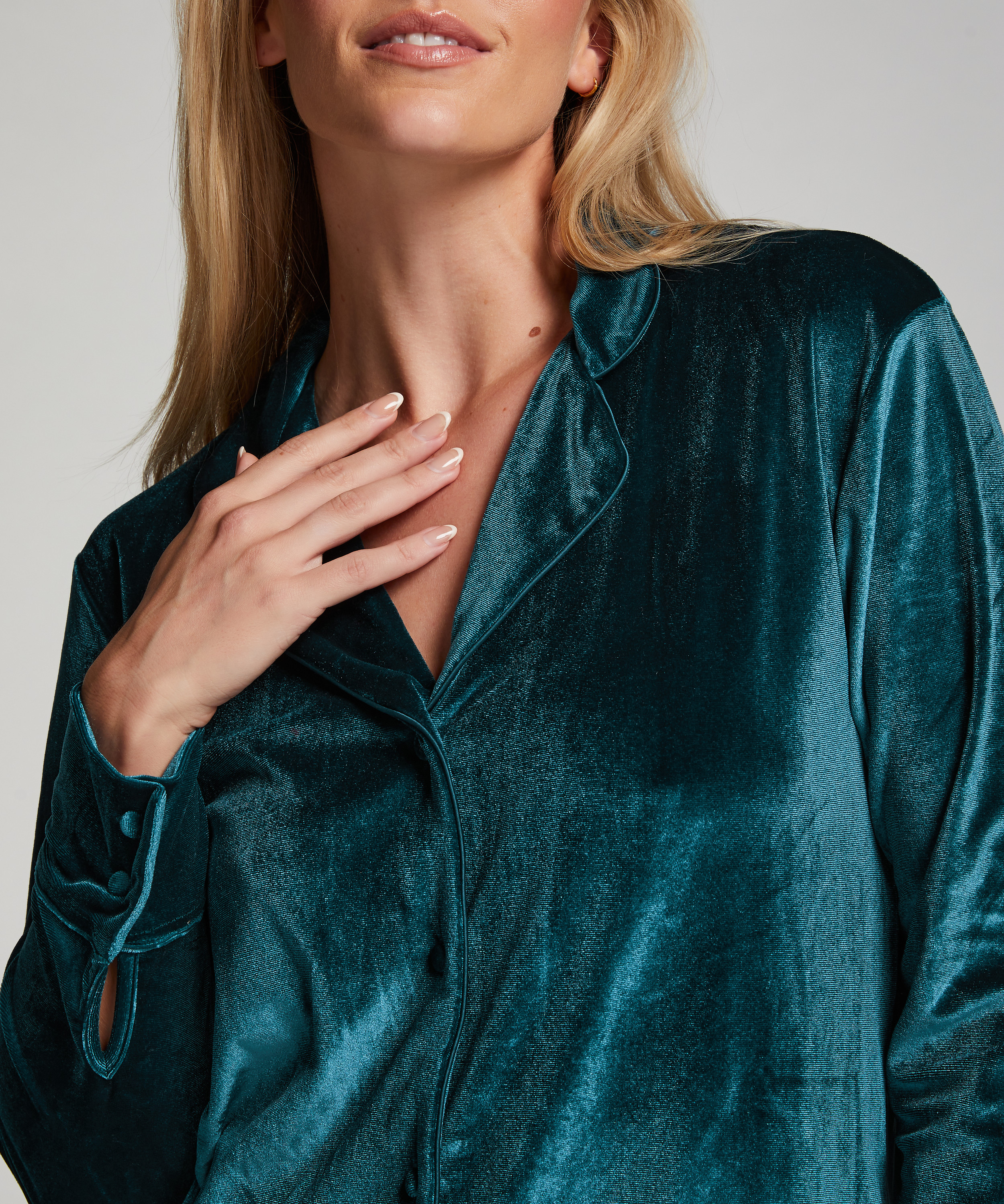 Chemise de nuit Shiny Velours, Bleu, main