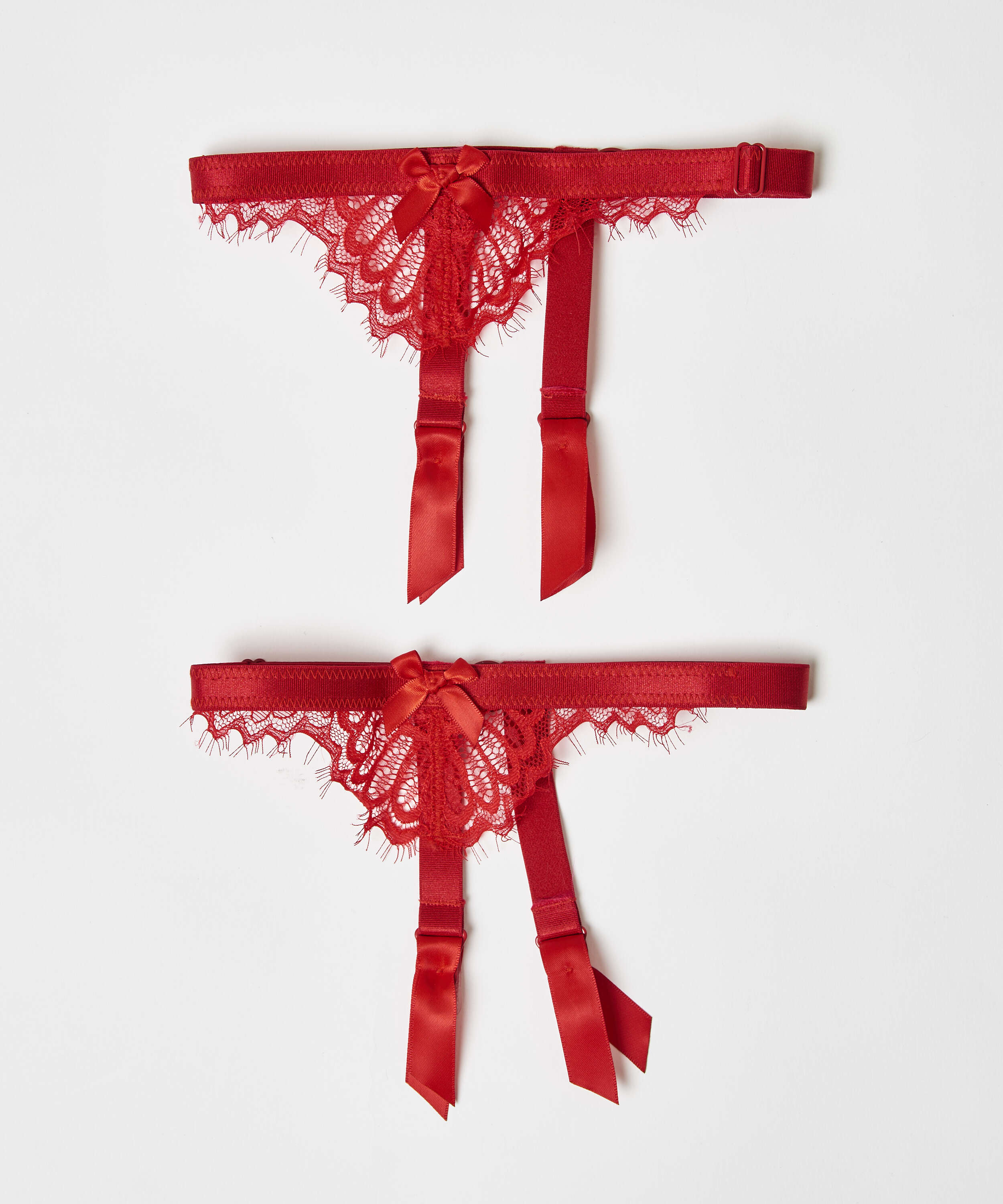 Lock Leather Garters in Rouge main image 1
