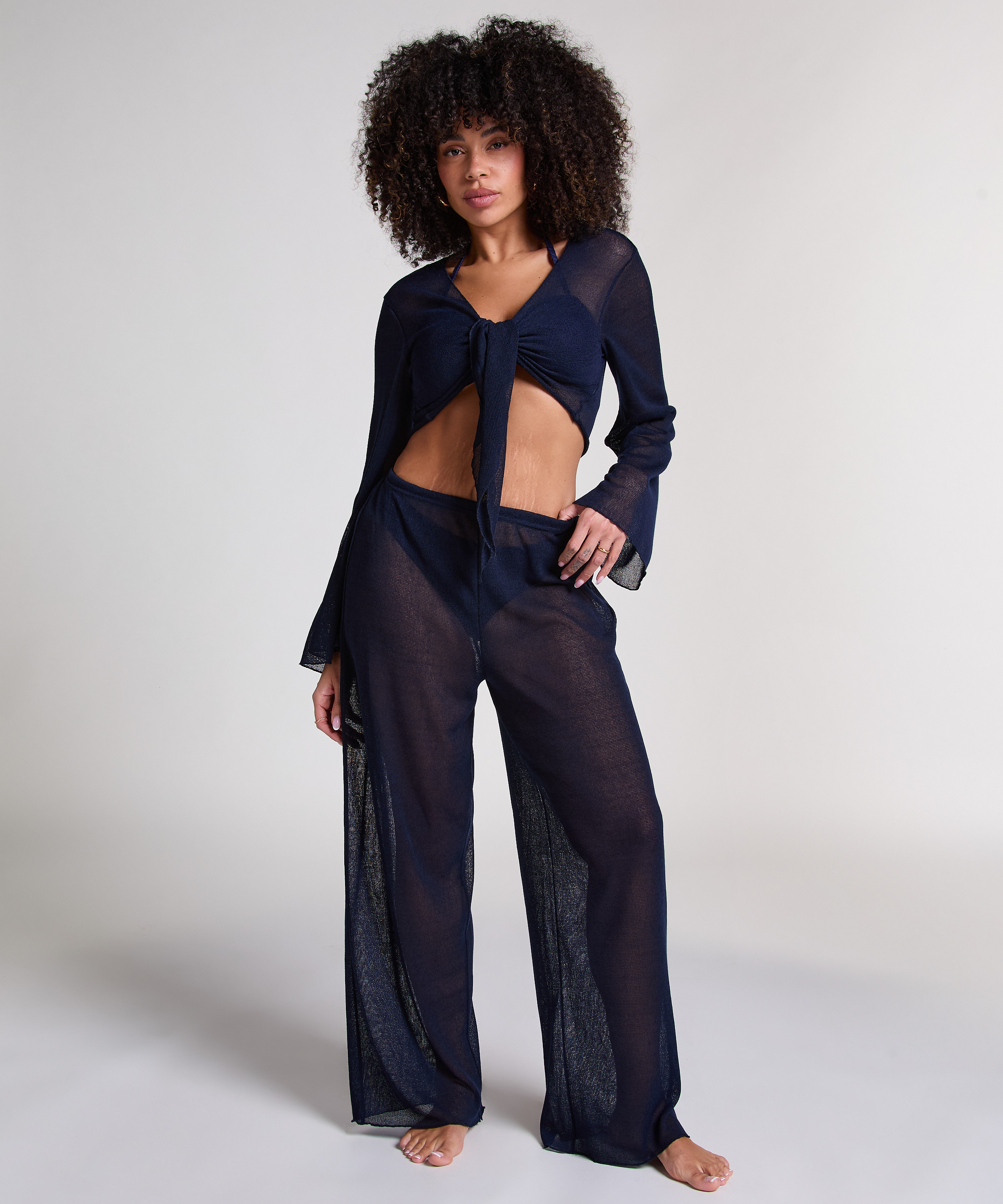 Débardeur de plage en maille, Bleu, main