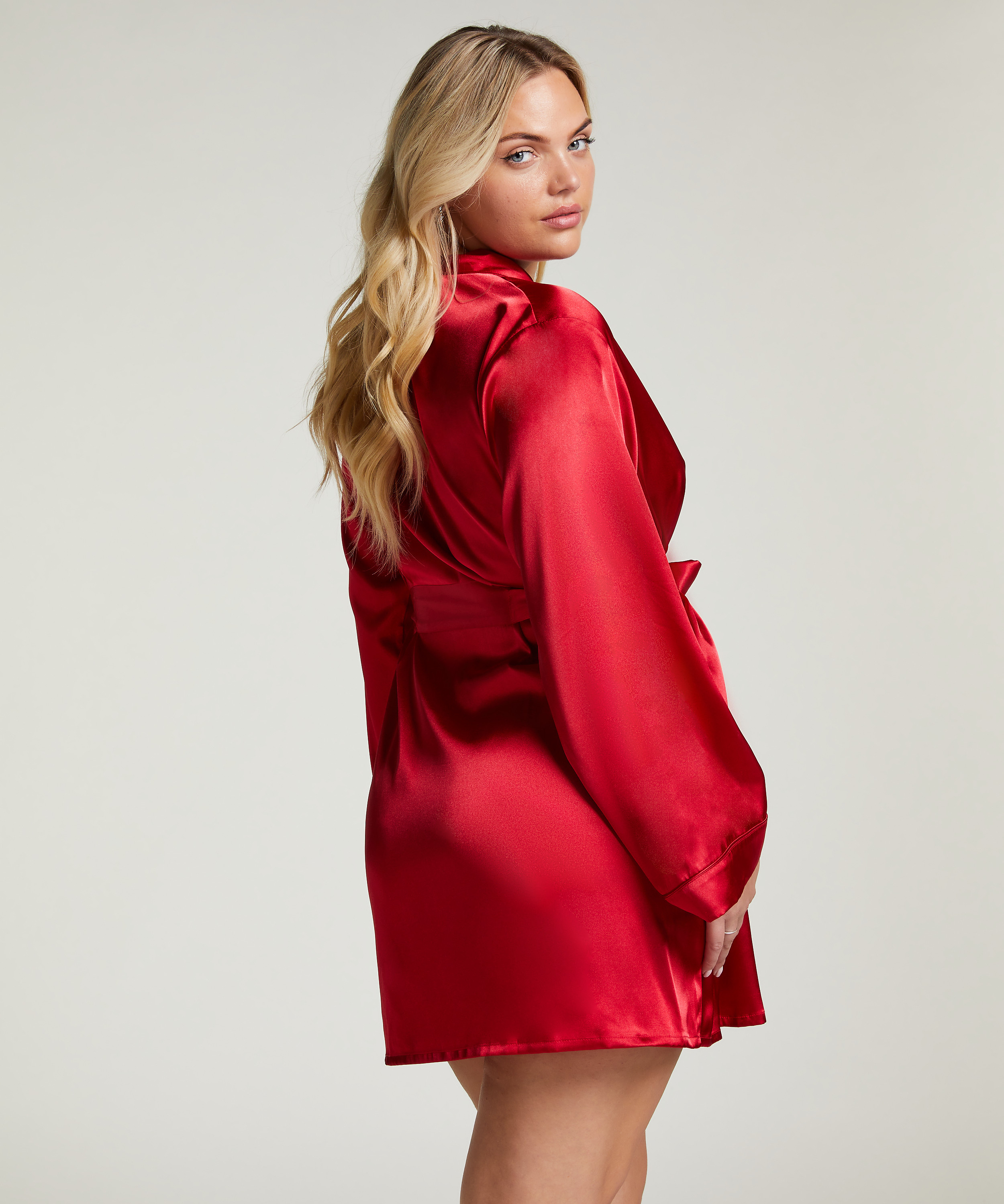 Kimono Satin, Rouge, main