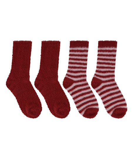 Lot de 2 Paires de Chaussettes Cosy, Rouge