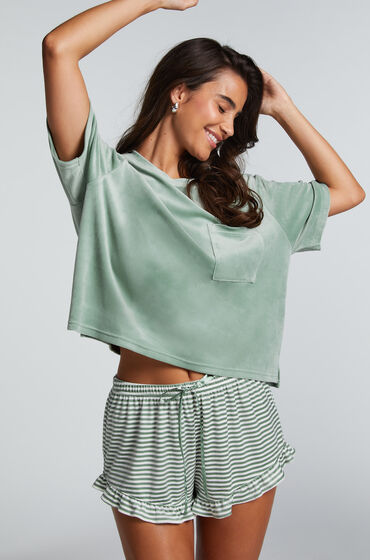 Hunkemöller Short Velours à volants Vert