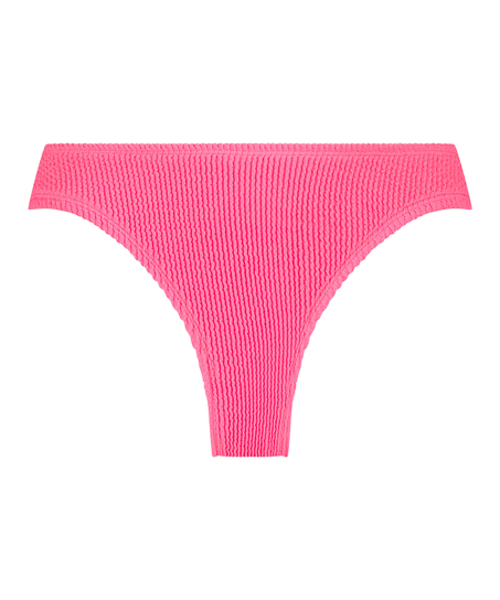 Slip de Bikini Échancrés Crinkle, Rose