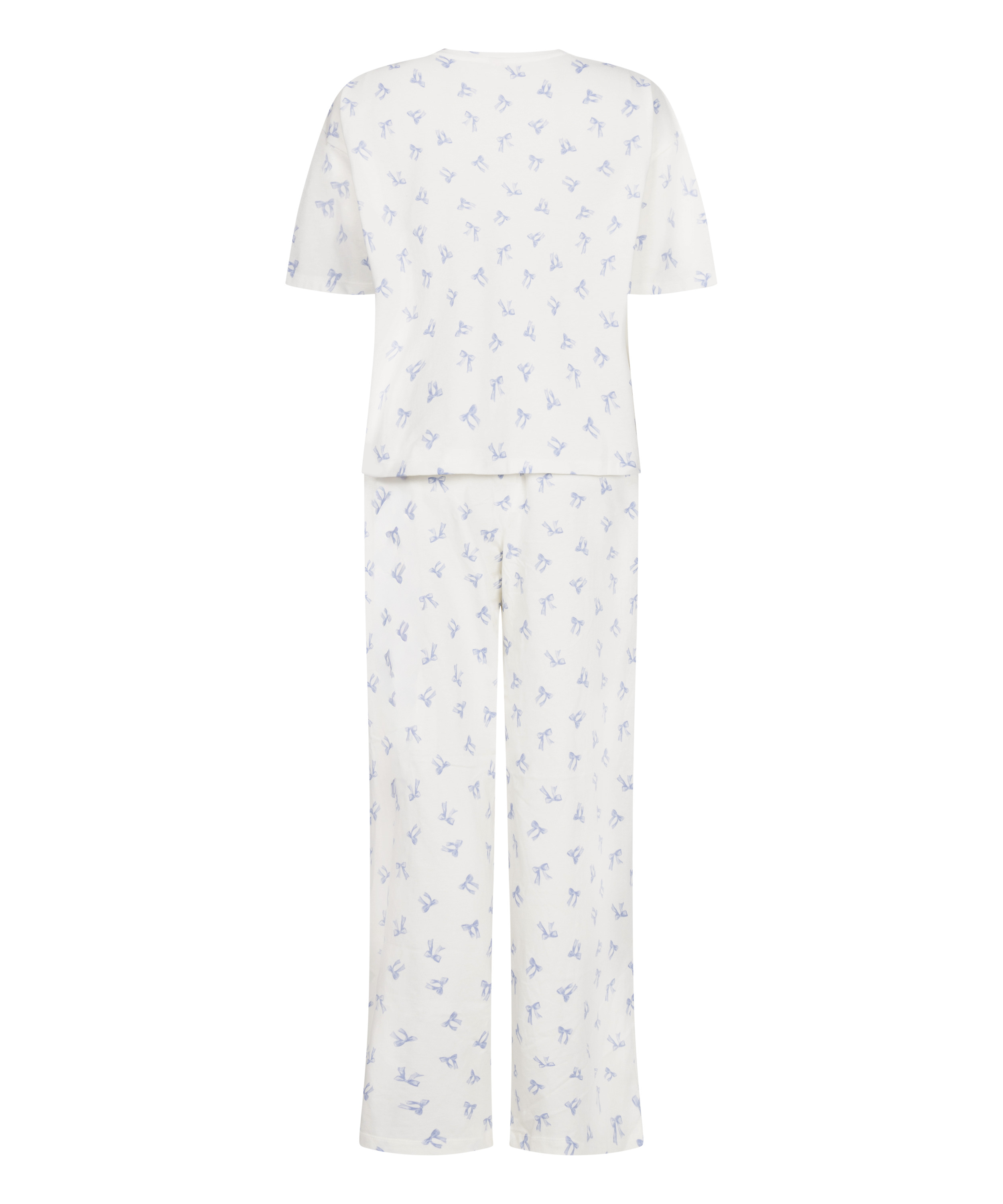 Pyjama Set Cotton Jersey Long, Blanc, main