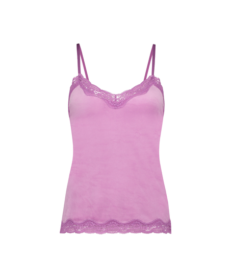 Camisole velours Dentelle, Rose