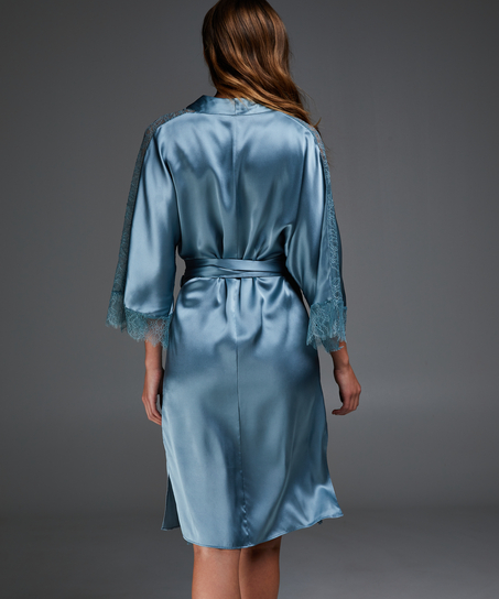 Kimono en dentelle de soie, Bleu