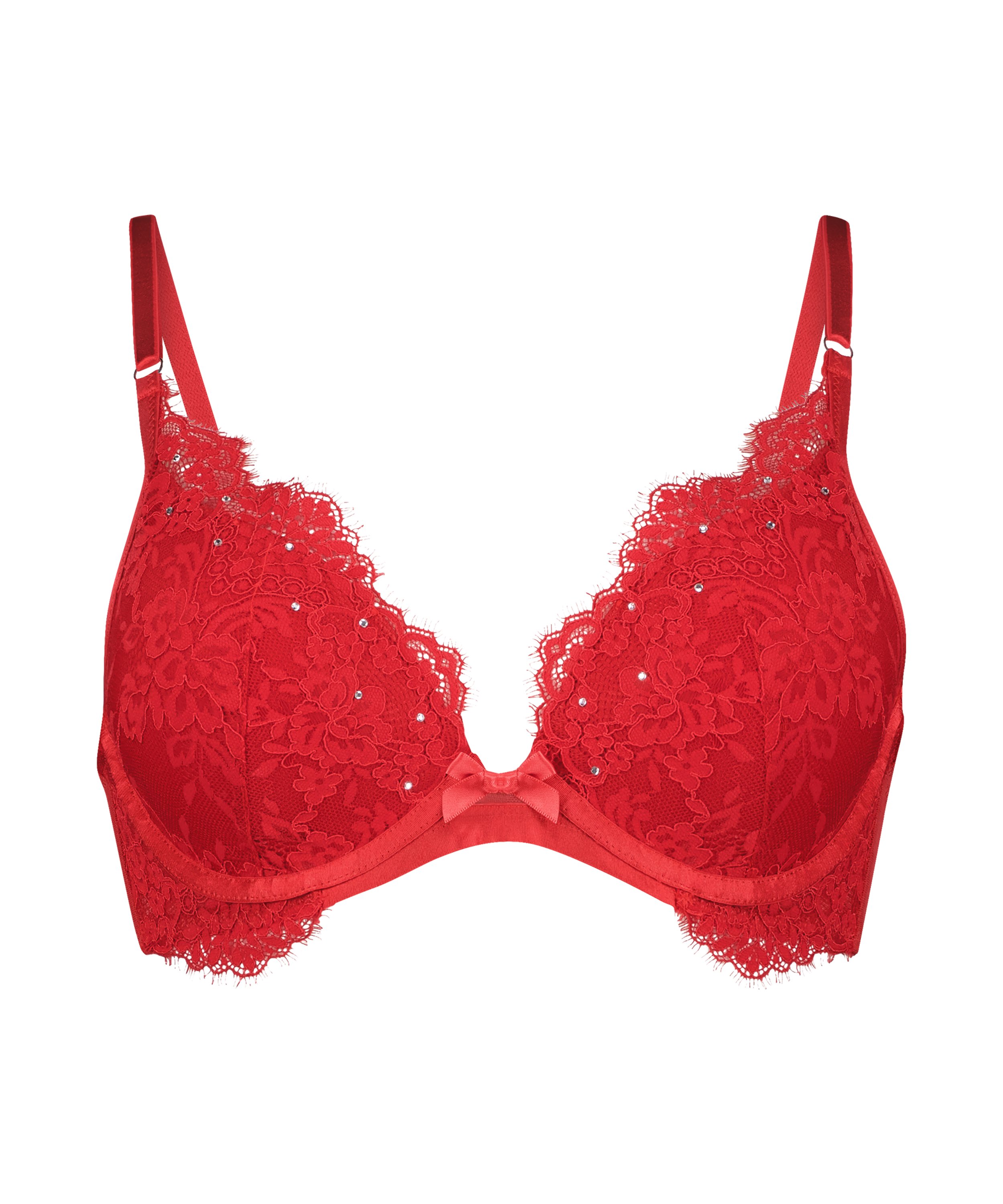 Soutien-gorge push-up préformé à armatures Pauline, Rouge, main