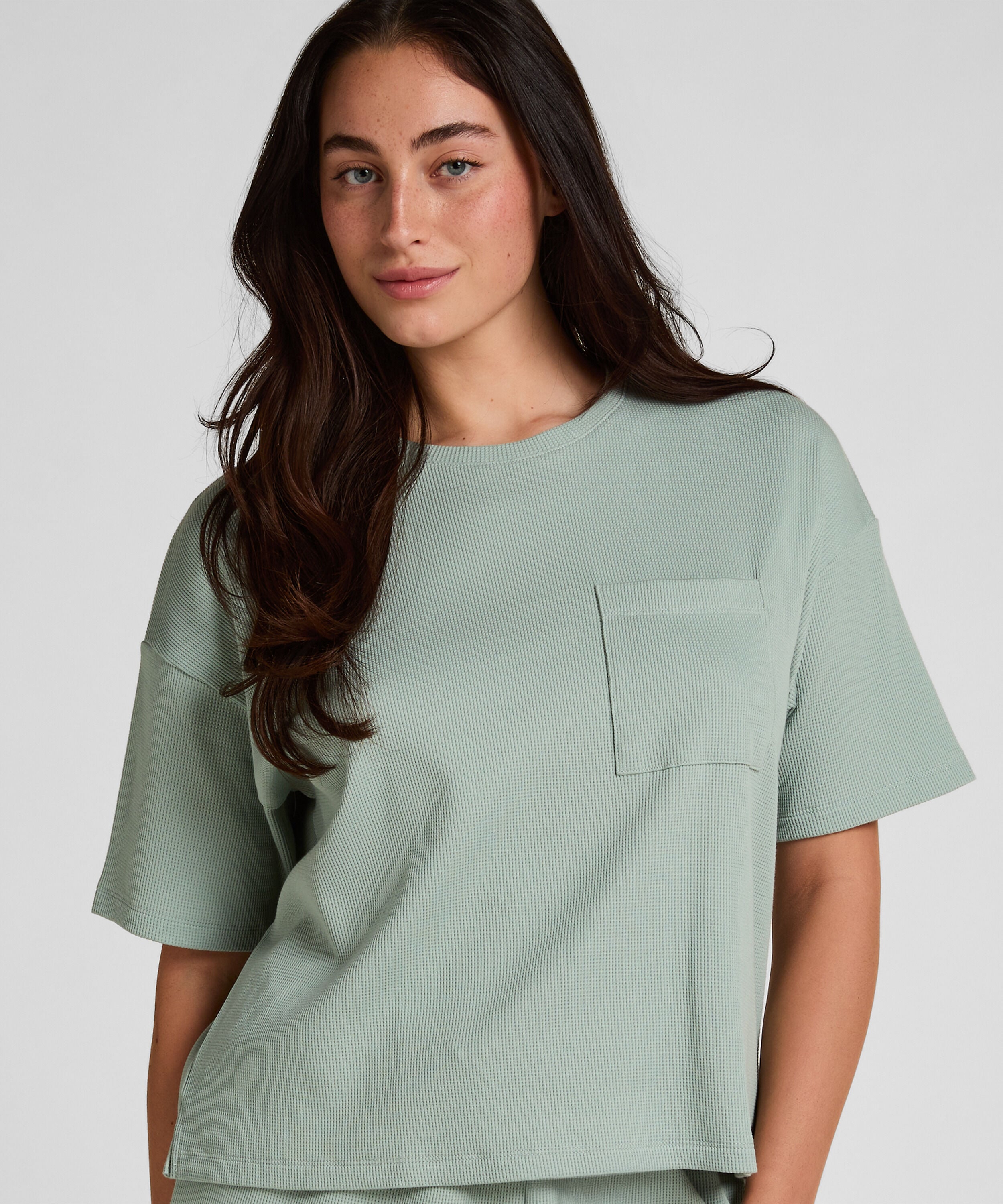 Pyjama Top Waffle, Vert