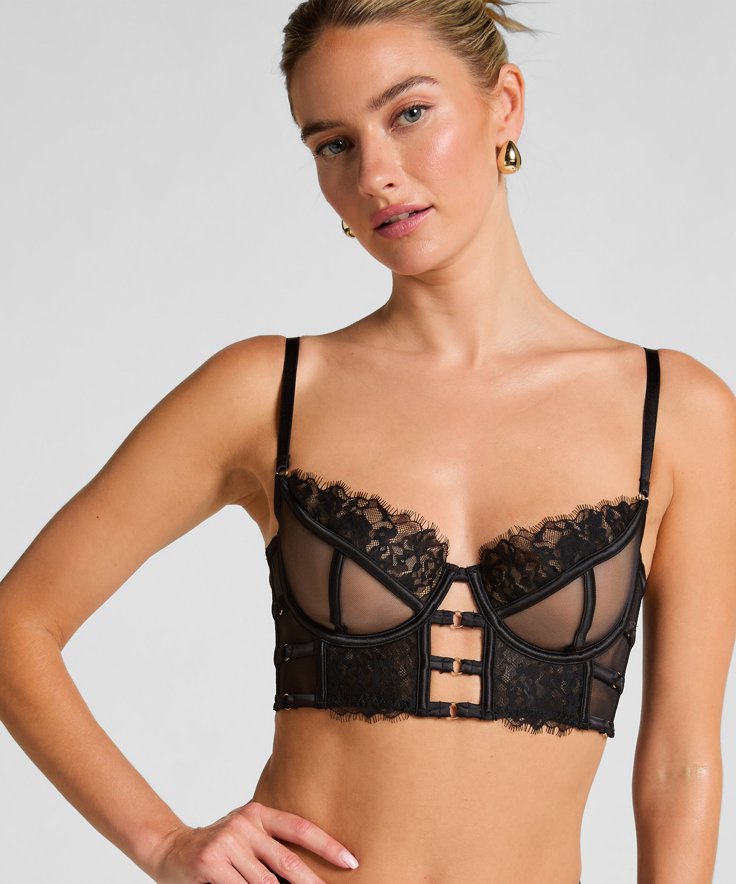 Soutien-gorge à armatures non-rembourré longline Nienke, Noir Soutien-gorge à armatures non-rembourré longline Nienke, Noir