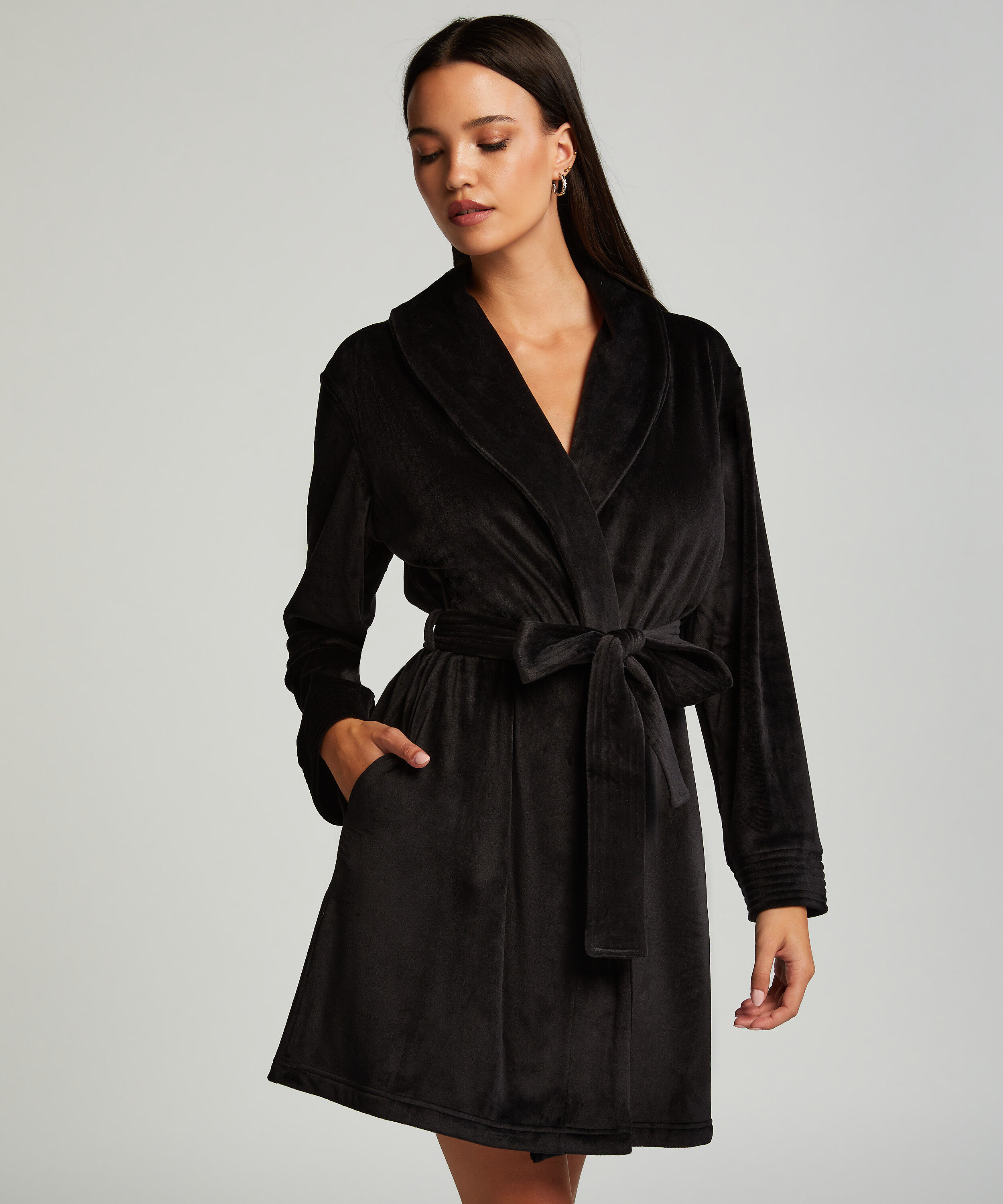 Peignoir Velours, Noir Peignoir Velours, Noir