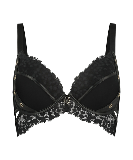 Soutien-gorge à armatures préformé longline push-up Desire, Noir