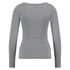 Top &agrave; col en V et manches longues, Gris