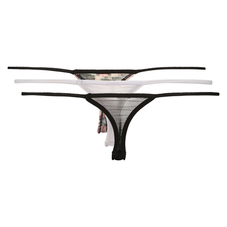 3-pack thongs mesh, Noir