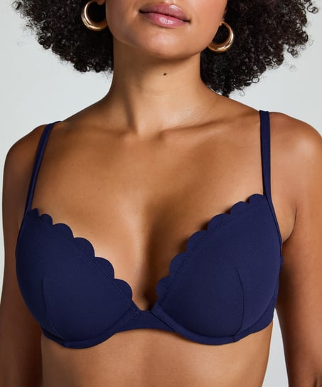 Haut de bikini &agrave; armatures &agrave; effet push-up pr&eacute;form&eacute; Scallop Taille A - E, Bleu