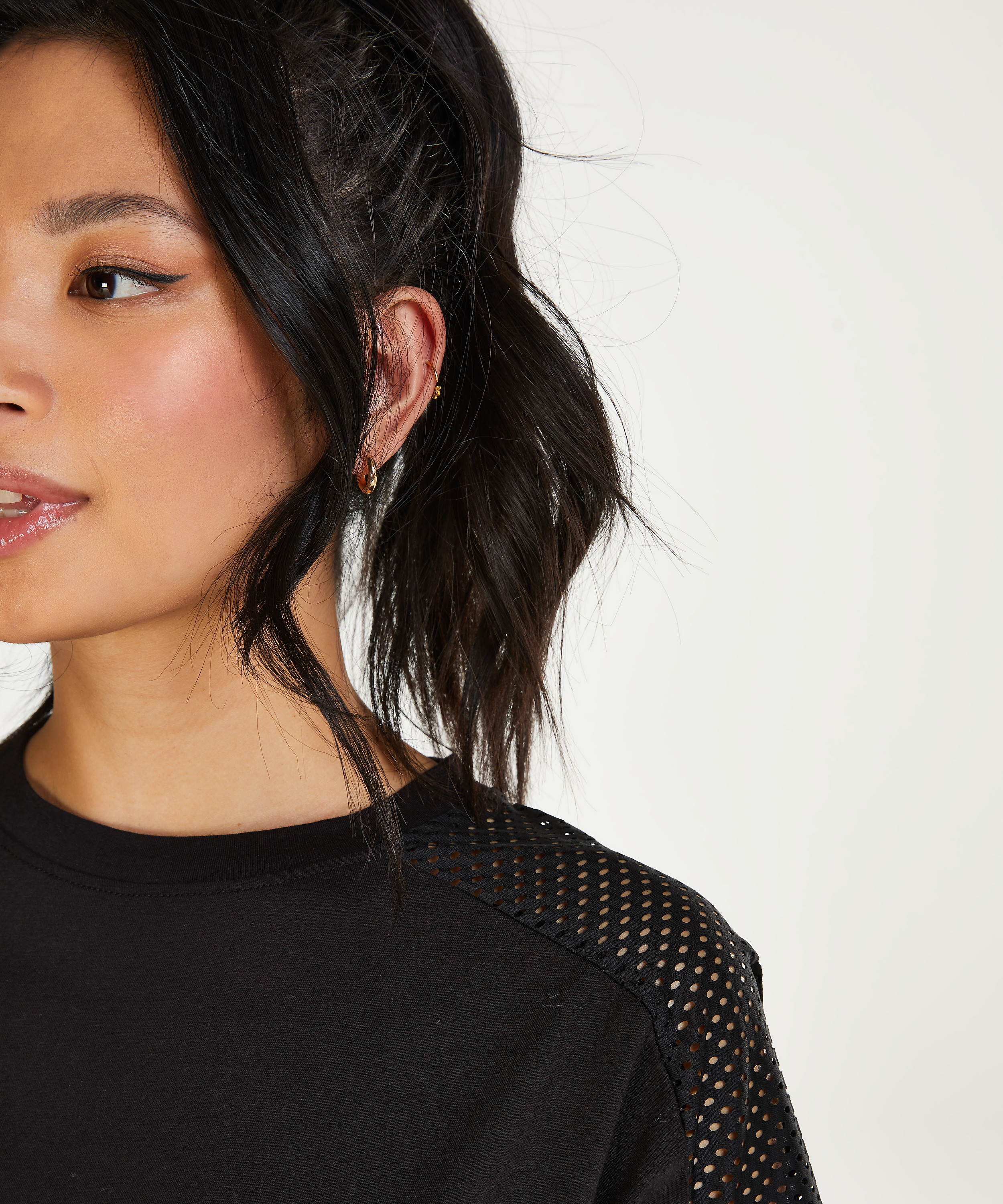 Crop Top Mesh HKMX, Noir, main